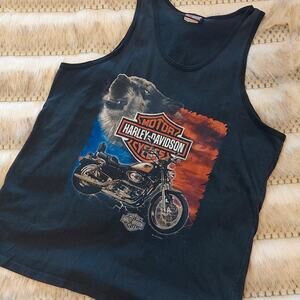 VTG Harley Davidson Tank top wolf coyote 2000 Y2K Niagara Falls CA XL